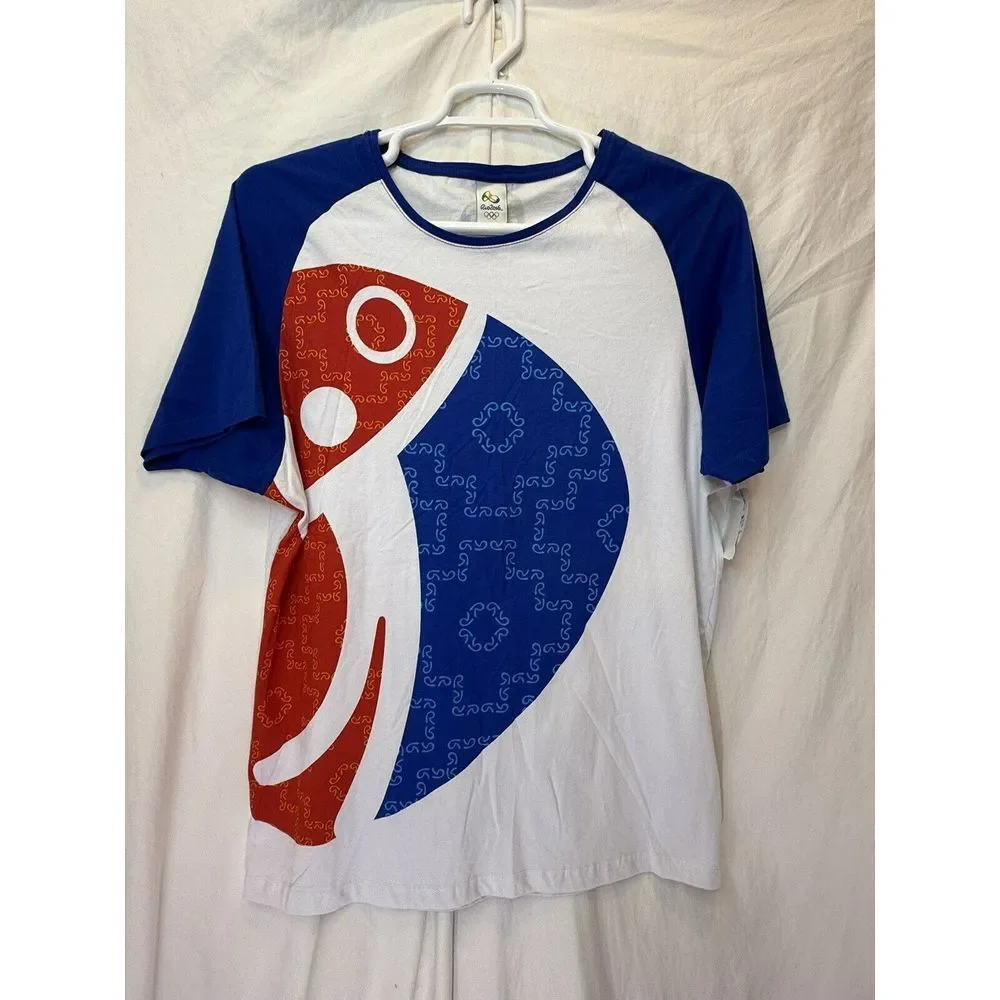 2016 Rio Olympics Official‎ Tshirt NWT XL Adult Volleyball Red White Blue Brazil